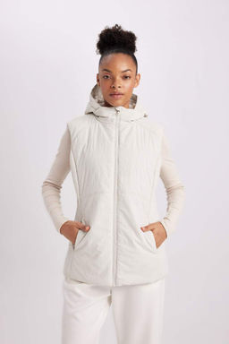 Водоотталкивающий надувной жилет с капюшоном DeFactoFit для спортсменов узкого кроя  фото 3