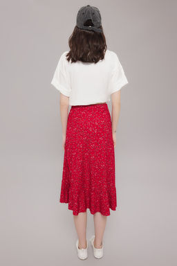 TRENDYOLMILLA K?rm?z? Bask?l? Buzgu Detayl? ve Volanl? Yuksek Bel Esnek Etek TWOSS21ET0029 фото 55