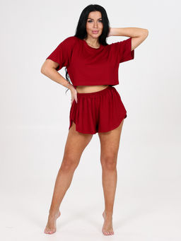 674 ПИЖАМА ЖЕНСКАЯ (шорты) (Бордо) - А-дина фото 2