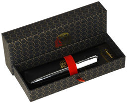 Ручка шариковая подарочная Manzoni Saturnia синяя 1 мм, корпус металлический серебряный