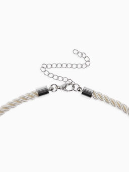 Кулон на жгуте текстильном "Морская звезда", цвет бело-серебристый