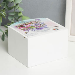 Шкатулка для украшений Тележка с цветами, с зеркалом, дерево, 10.5?10.8?7 см