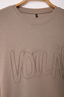 Vizon More Sustainable Oversize/Genis Kesim Yaz? Nak?sl? Sardonsuz Sweatshirt TMNAW25SW00209