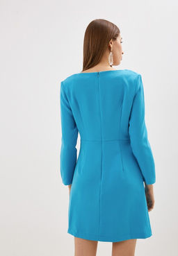 Синее платье с длинным рукавом - Incity фото 15