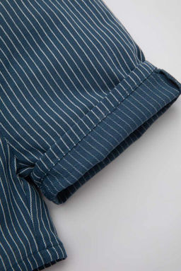 Полосатые расклешенные шорты из поплина для маленьких мальчиков - Defacto фото 3