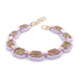 Браслет Октагон из фиолетовой керамики с Султанитом покрытие под золото, длина 18см