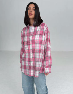 K12702 Рубашка OVER SIZE ТМ_РОЗОВЫЙ - Brand фото 10