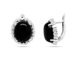 Серьги из серебра оникс, СПН4097