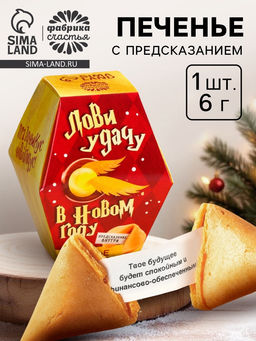 Цена за 3 шт. Печенье с предсказаниями на новый год в коробке Акцио удача