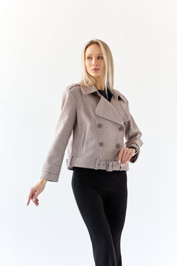 Полупальто женское демисезонное 25999 (пепельный/ёлочка) - Kankan фото 7