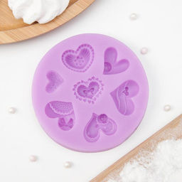 Молд для заливки Сердца ажурные, 7 ячеек, силикон, d=9.5 см, розовый - Simaland фото 6