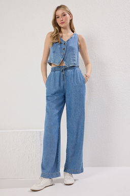 Mavi More Sustainable Beli Lastikli Normal Bel Wide Leg Jeans TWOSS25JE00224 - Trendyolmilla фото 2