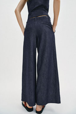 PANTAL?N ANCHO CON LINO / ?ndigo - Zara фото 5