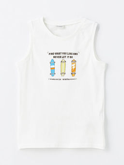 Bisiklet Yaka Bask?l? Erkek ?ocuk Atlet