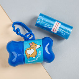 Контейнер с пакетами для уборки за собаками Виляй хвостиком (рулон 15 шт)