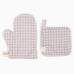 Набор кух. Этель Клетка: варежка 20х28 см, прихватка 19х19 см, 80% хл, 20% пэ  фото 4