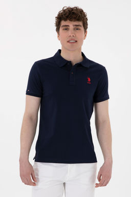 Erkek Slim Fit Polo Yaka Lacivert Basic Ti__rt Sepette S_rpriz _ndirim