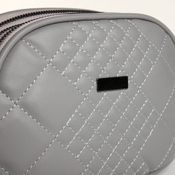 Сумка женская кросс-боди на молнии, 19×7×15 см, в клетку, серая