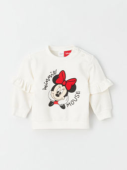 Bisiklet Yaka Uzun Kollu Minnie Mouse Bask?l? K?z Bebek Sweatshirt ve Tayt 2li Tak?m - Waikiki фото 2