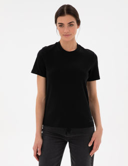 Siyah Bisiklet Yaka Basic Ti__rt