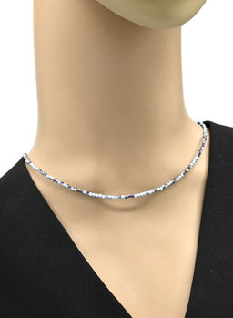 Чокер из циркона шарик гр.2мм цв.серо-голубой, 38см