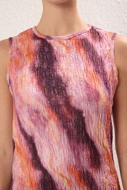 Cok Renkli Fitted/Vucuda Oturan Soyut Bask?l? Maxi Esnek Orme Elbise TWOSS25EL00535 - Trendyolmilla фото 3