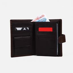 Обложка на кнопке, для автодокументов, паспорта, карт, купюр, цвет коричневый - Simaland фото 5