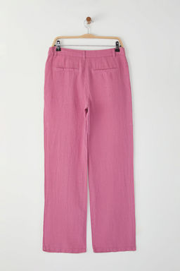 Gul Kurusu %100 Keten Pileli Yuksek Bel Wide Leg Pantolon TWOSS24JE00245 - Trendyolmilla фото 12