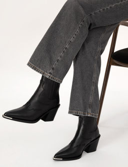 Siyah Topuklu Deri Bot - Pierre cardin фото 3