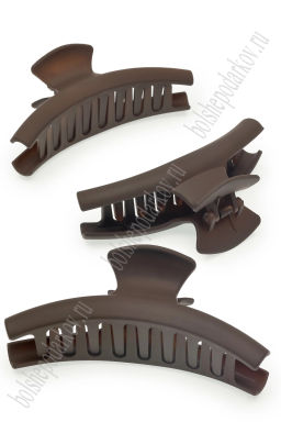 Крабики для волос матовые 12*5 см (12 шт) SF-7979, коричневый