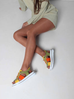 Босоножки 2029.2525w. Авокадо желтый оранжевый