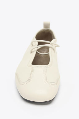 LEATHER TOPSTITCHED BALLERINAS - Zara фото 5