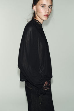 EMBROIDERED LONG SLEEVE TOP - Zara фото 4