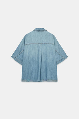 CAMISA DENIM TRF MANGA CORTA / Azul - Zara фото 6