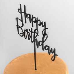 Топпер для торта Happy Birthday, 16.5×15 см, чёрный