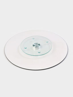 Подставка для торта Доляна «Марбл чёрный», d=32 см, вращающаяся, стекло, чёрная