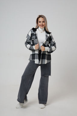 Рубашка женская в клетку с капюшоном РЖКК-01