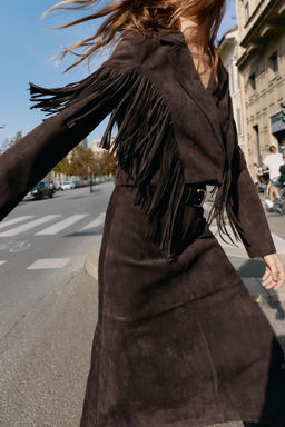 FRINGED FAUX SUEDE JACKET - Zara фото 6