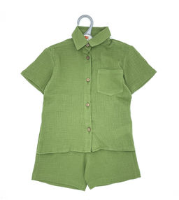 Детский муслиновый костюм - рубашка и шорты, Mini Hippy NERO - Caimano фото 33