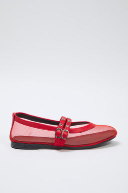 Trendyol Shoes Siyah File Detayl? Kusgozu Kemer Tokal? Mary Jane Kad?n Babet TAKSS25BE00046 - Trendyolmilla фото 6