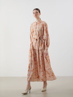 Hakim Yaka Desenli Elbise