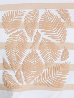 Свободная футболка в полоску с принтом из премиального хлопка с эластаном - Vilatte фото 2