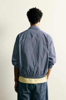 SOBRECAMISA CUADROS RELIEVE / Azul - Zara фото 3