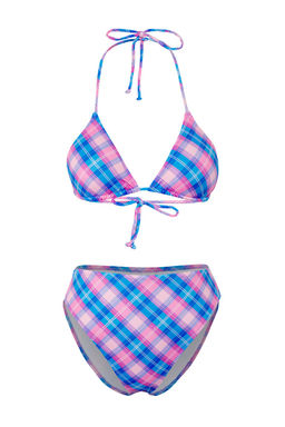 Trendyolmilla Mavi Ekose Desenli Ucgen Dokulu Dusuk Bel Bikini Tak?m? TBESS25BT00188 фото 6