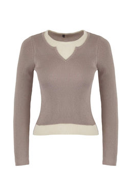 Wardrobe Essentials Bej Ic ice Gorunumlu Triko Bluz-Kazak | TWOAW26KZ00022