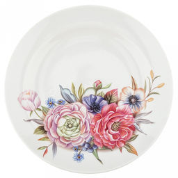 Тарелка мелкая фарфоровая "Розы 3D 2 вариант" д175мм, h25мм, гладкий край (Россия)