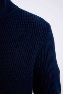 Вафельный кардиган стандартной посадки с водолазкой - Defacto фото 5