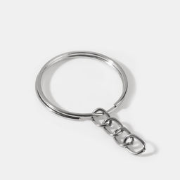 Цена за 2 шт. Основа для брелока, с цепочкой, d=25 мм, 10 шт., цвет серебряный