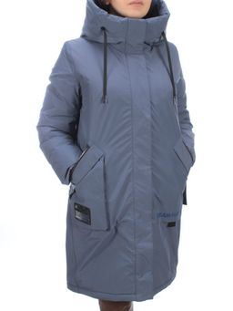 21-968 GRAY/BLUE Пальто женское зимнее (200 гр. холлофайбера)