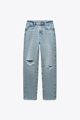 Z1975 STRAIGHT HIGH-WAIST RIPPED JEANS - Zara фото 6